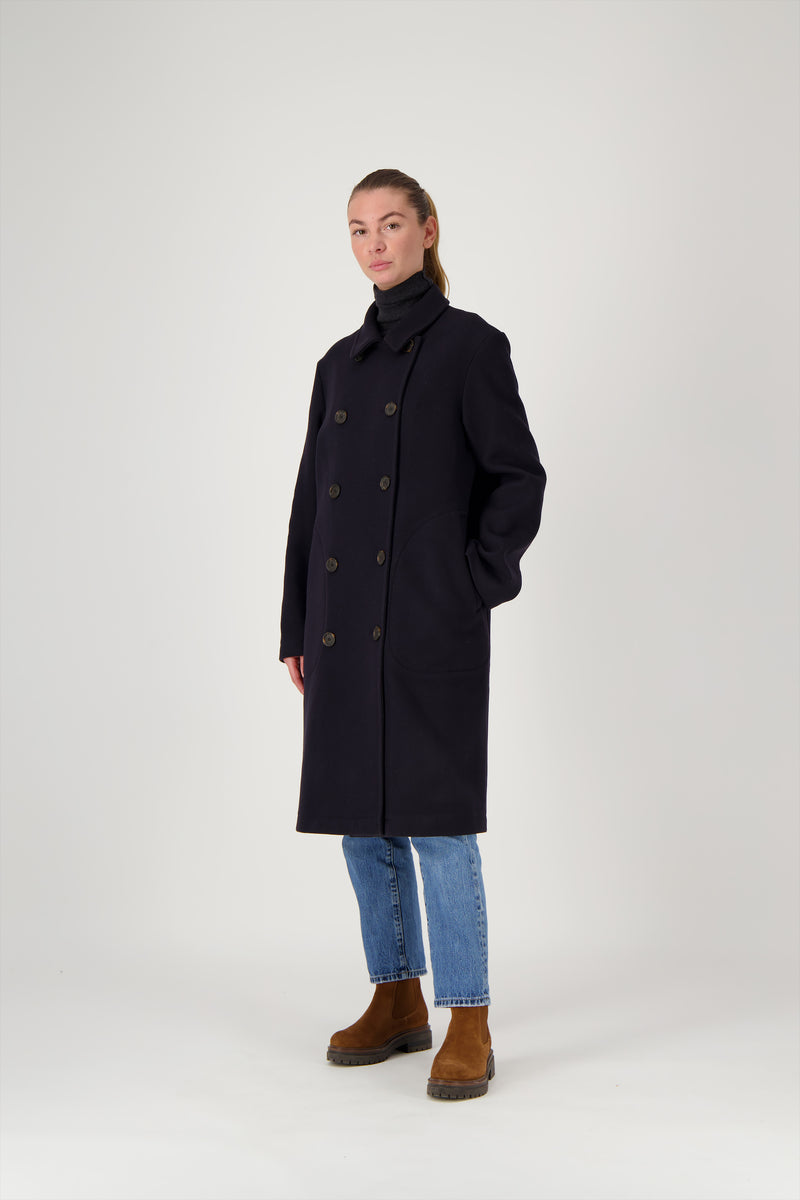 MANTEAU MARTIN en lainage coloris navy