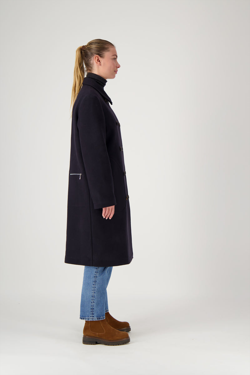 MANTEAU MARTIN en lainage coloris navy