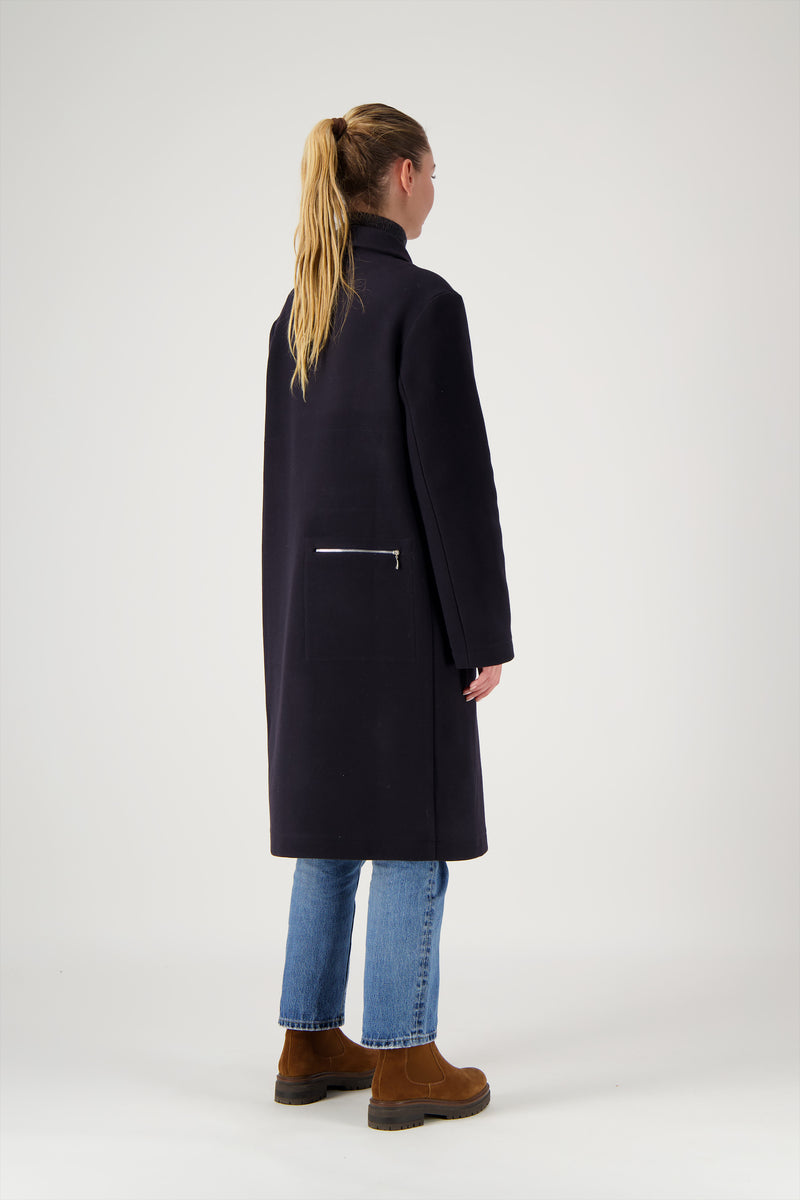 MANTEAU MARTIN en lainage coloris navy