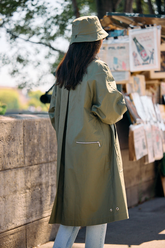 PARDESSUS MAXOU EN COTON DÉPERLANT OLIVE
