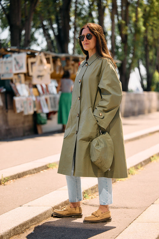 PARDESSUS MAXOU EN COTON DÉPERLANT OLIVE