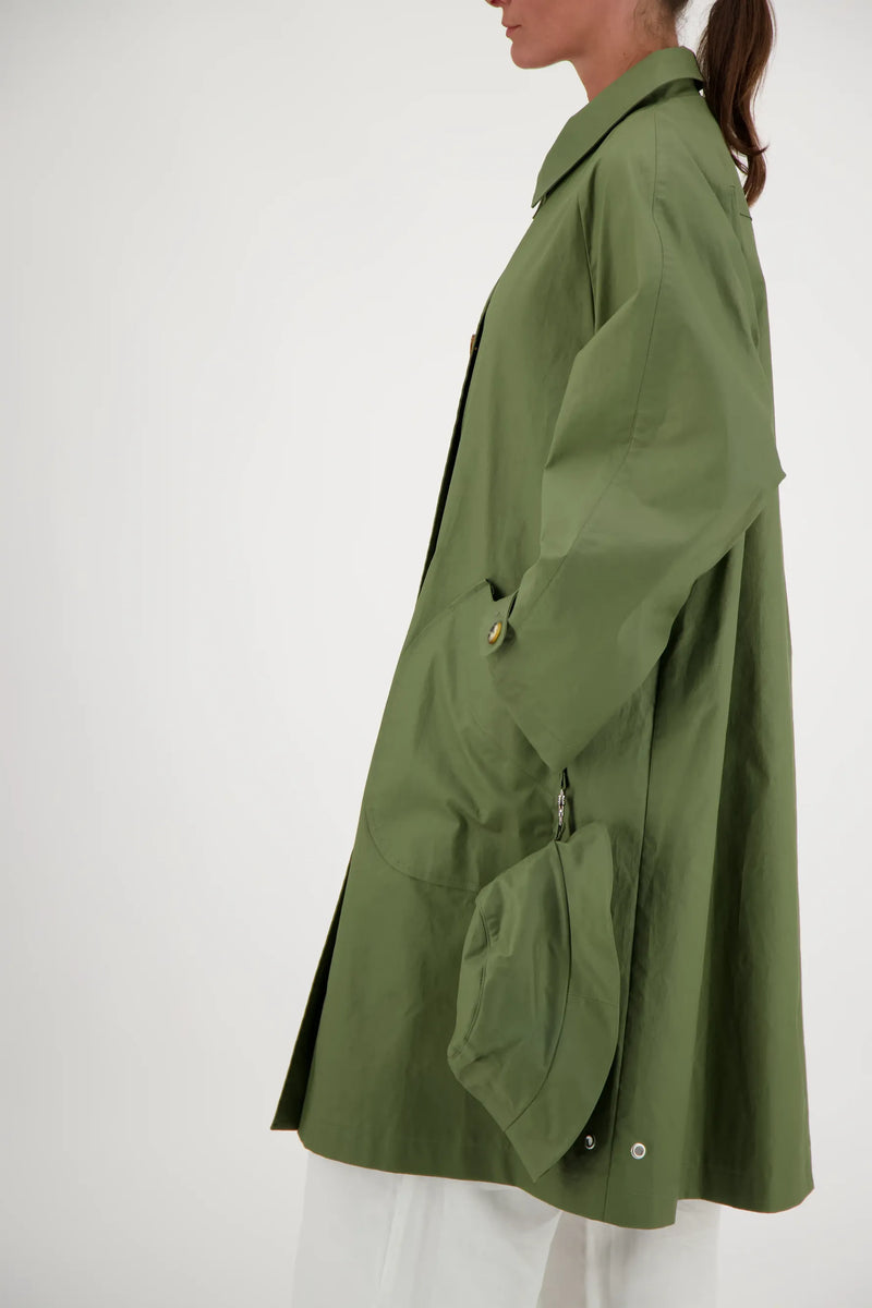 PARDESSUS MAXOU EN COTON DÉPERLANT OLIVE