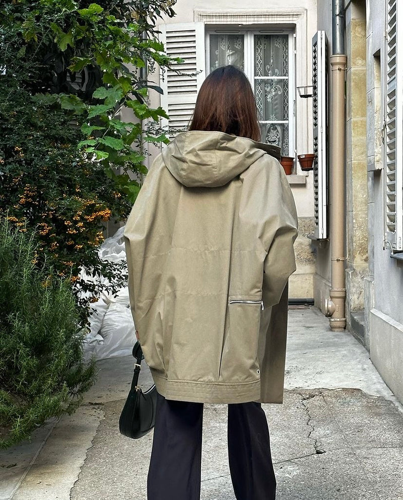 PARKA MAYA en coton imperméable taupe