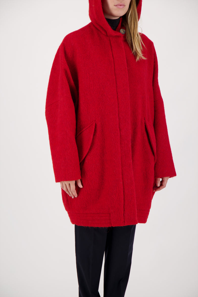 MANTEAU MAYA en lainage coloris rouge