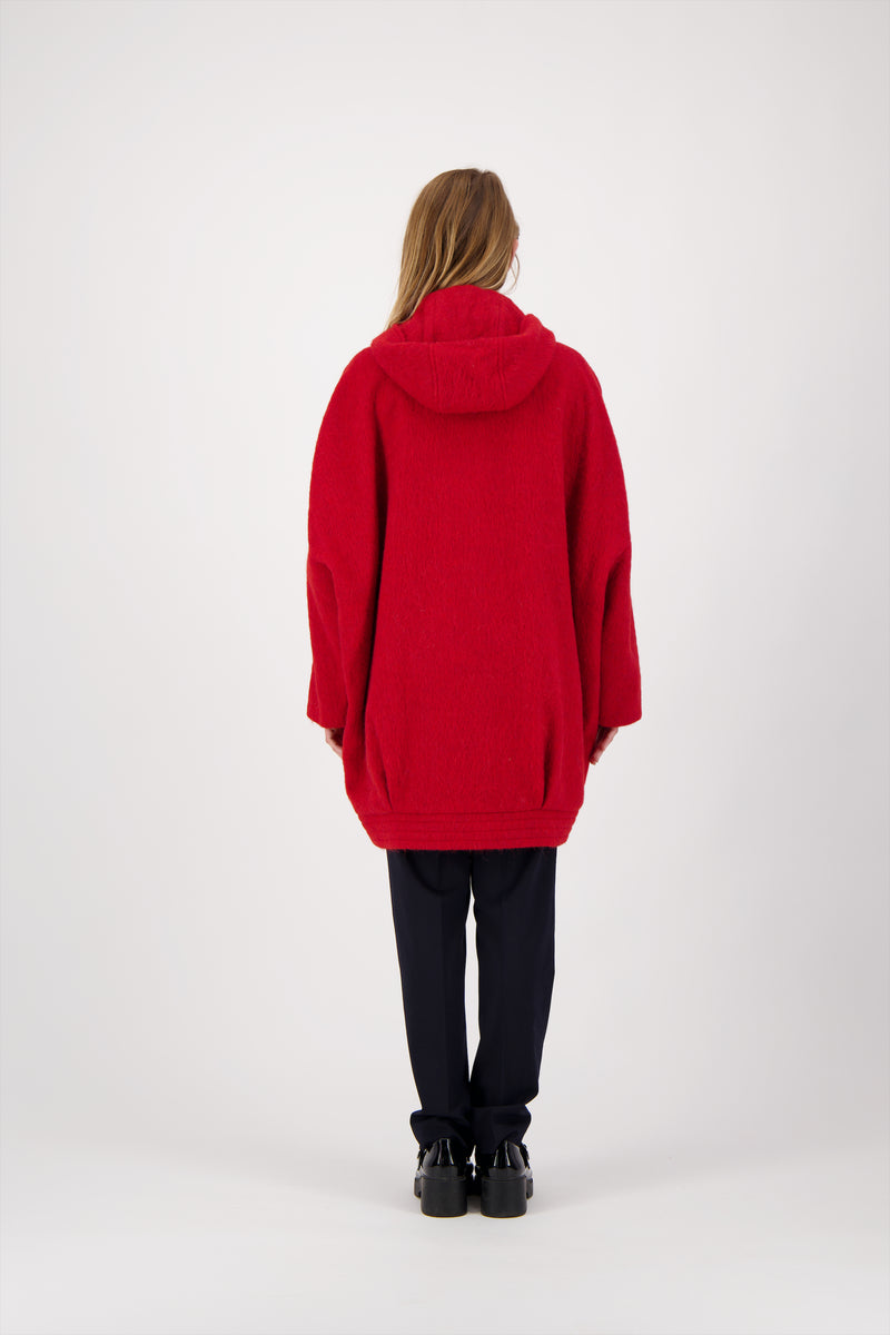 MANTEAU MAYA en lainage coloris rouge