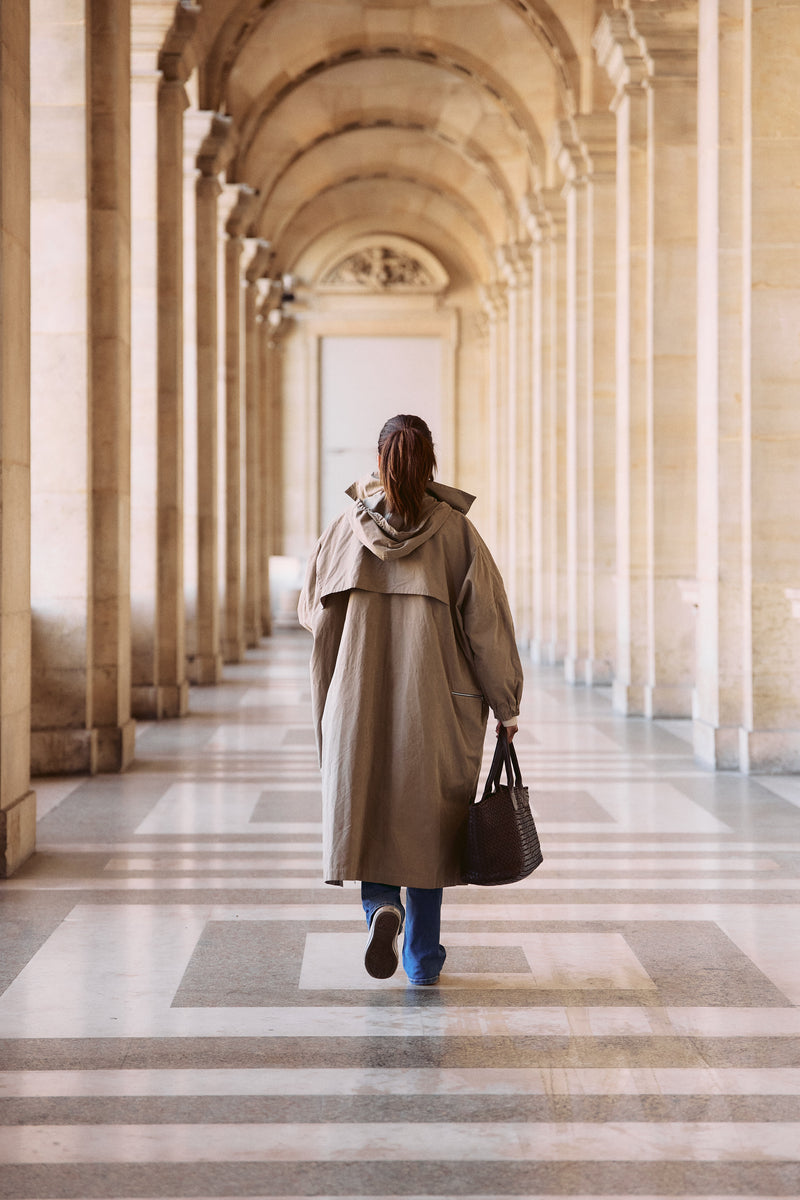 PARKA VANESSA en coton déperlant coloris taupe