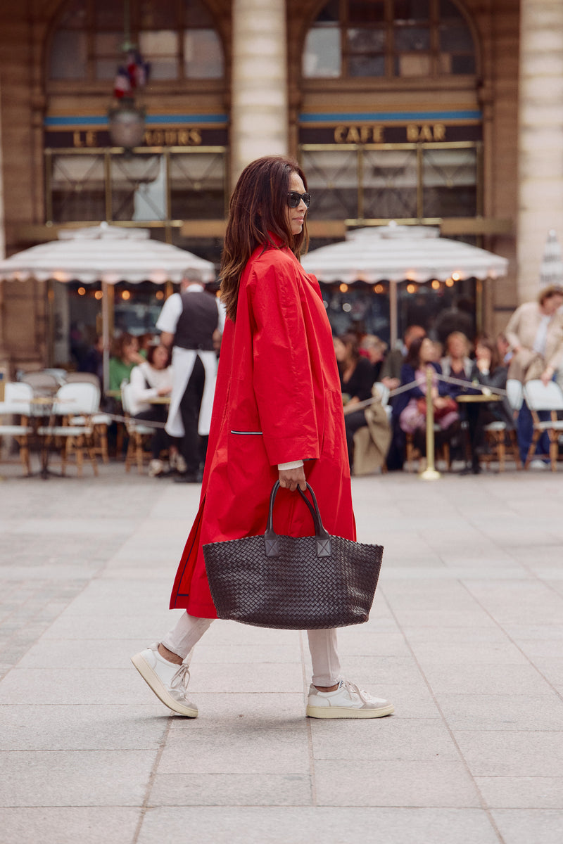 MANTEAU DÉPERLANT CAMILLE EN COTON ORANGE, SABLE