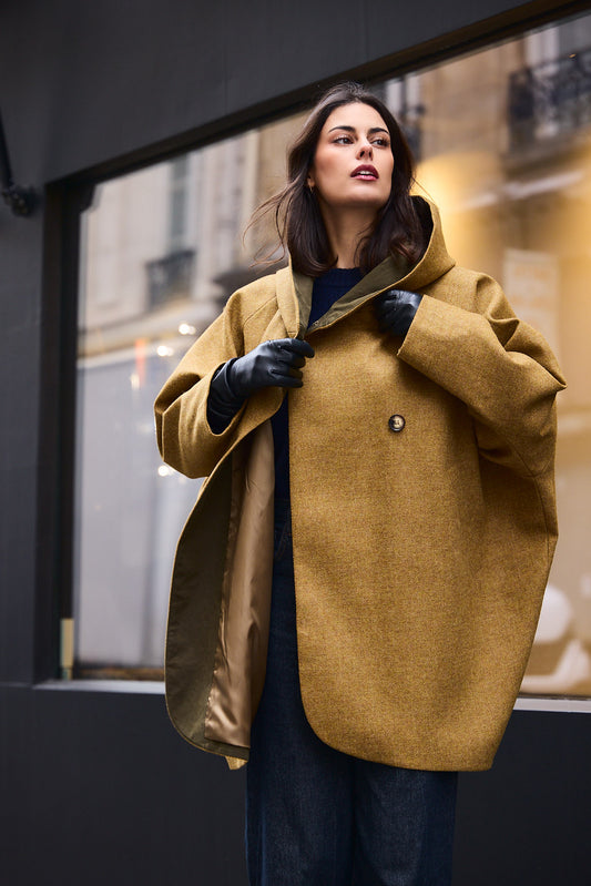 PARKA PAOLA en laine moutarde