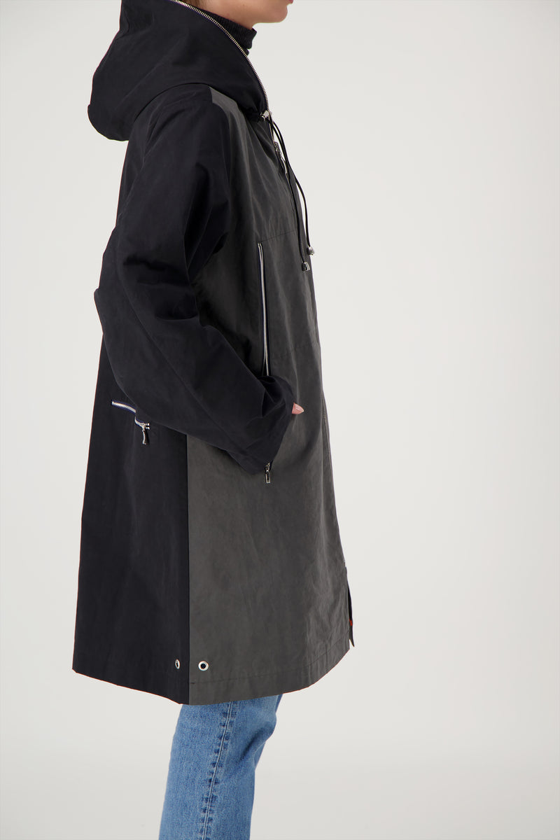 PARKA MINA COR en coton déperlant disponible en coloris bronze, gris, kaki, craie, blueblack, taupe
