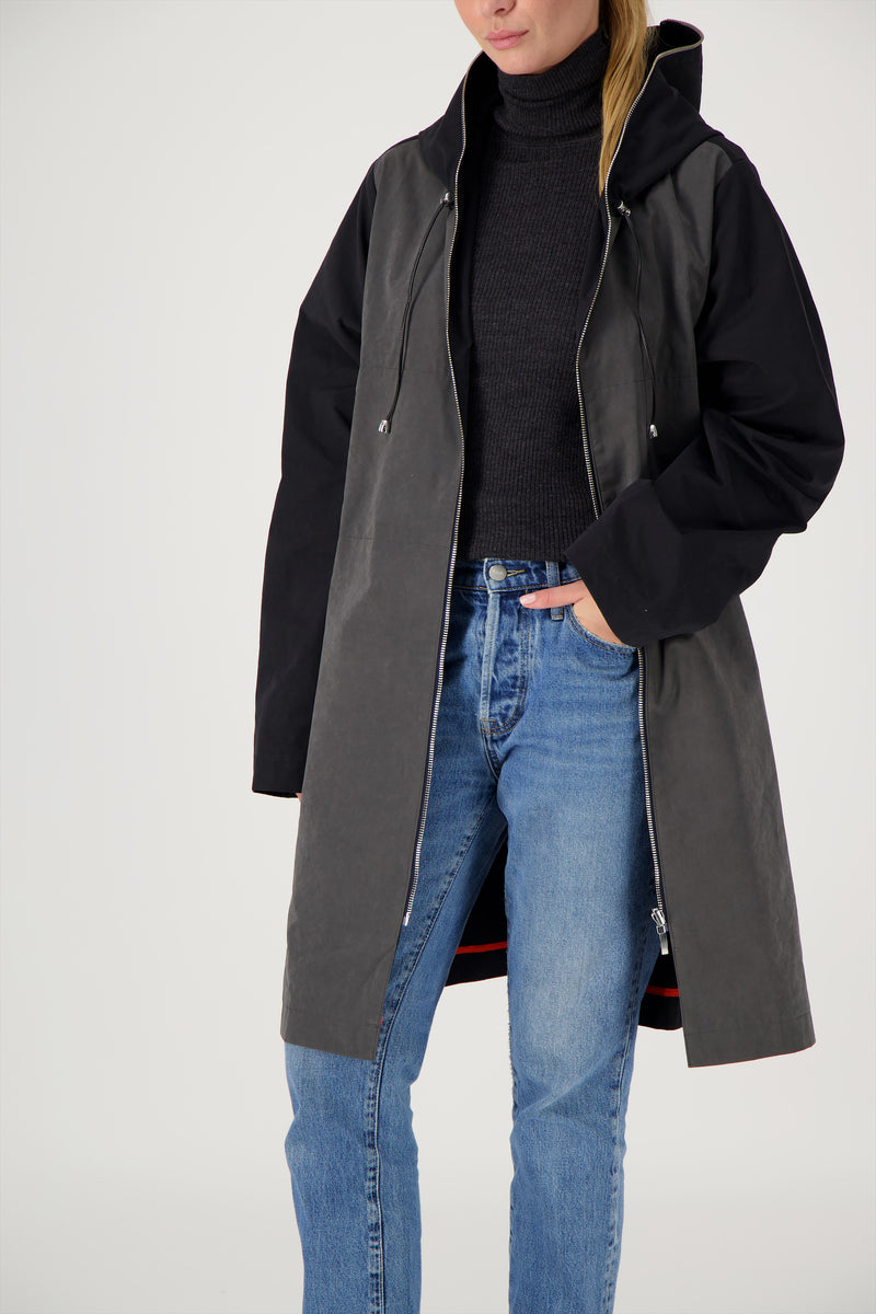 PARKA MINA COR en coton déperlant disponible en coloris bronze, gris, kaki, craie, blueblack, taupe