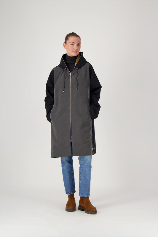 PARKA MINA COR en coton déperlant disponible en coloris bronze, gris, kaki, craie, blueblack, taupe