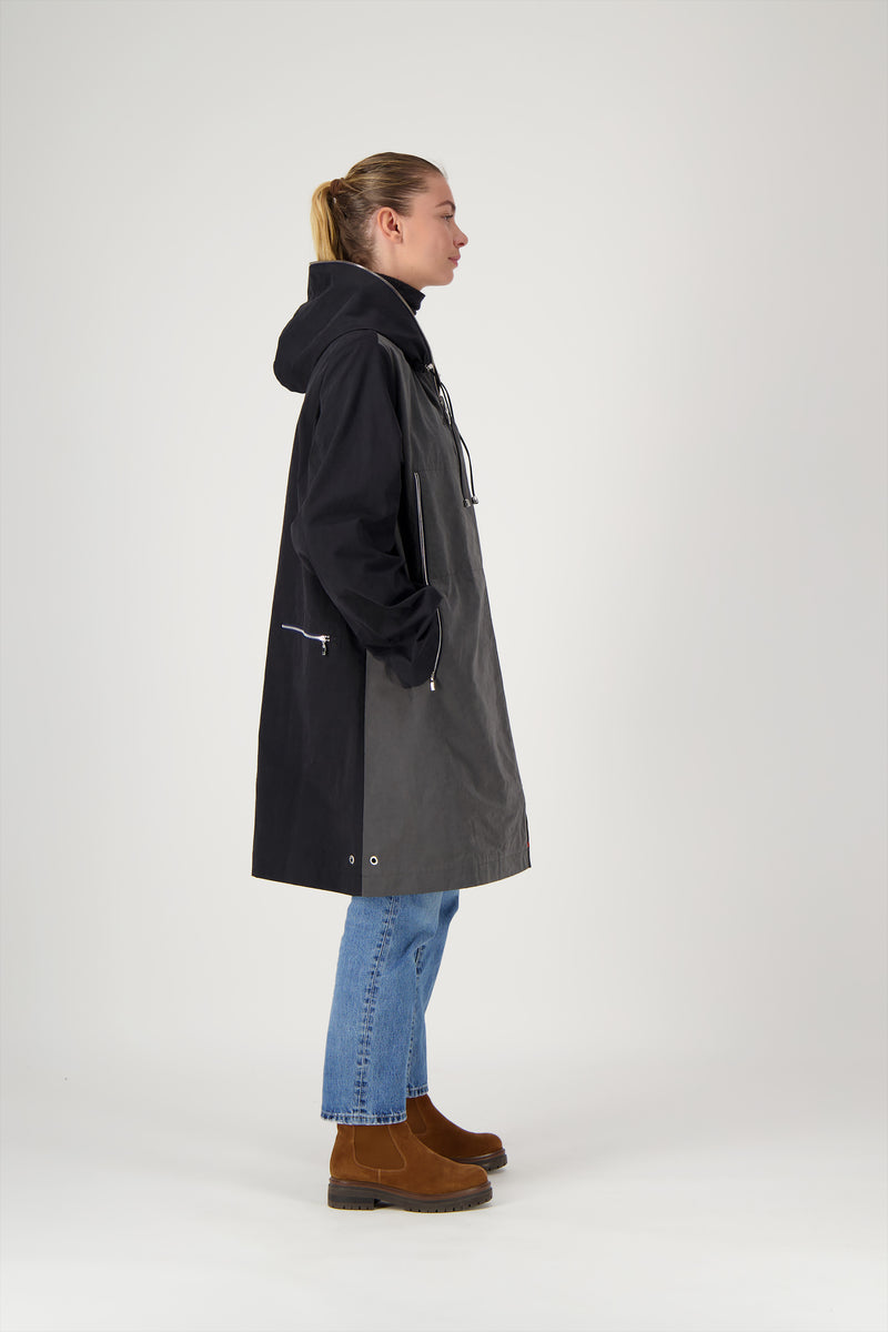 PARKA MINA COR en coton déperlant disponible en coloris bronze, gris, kaki, craie, blueblack, taupe