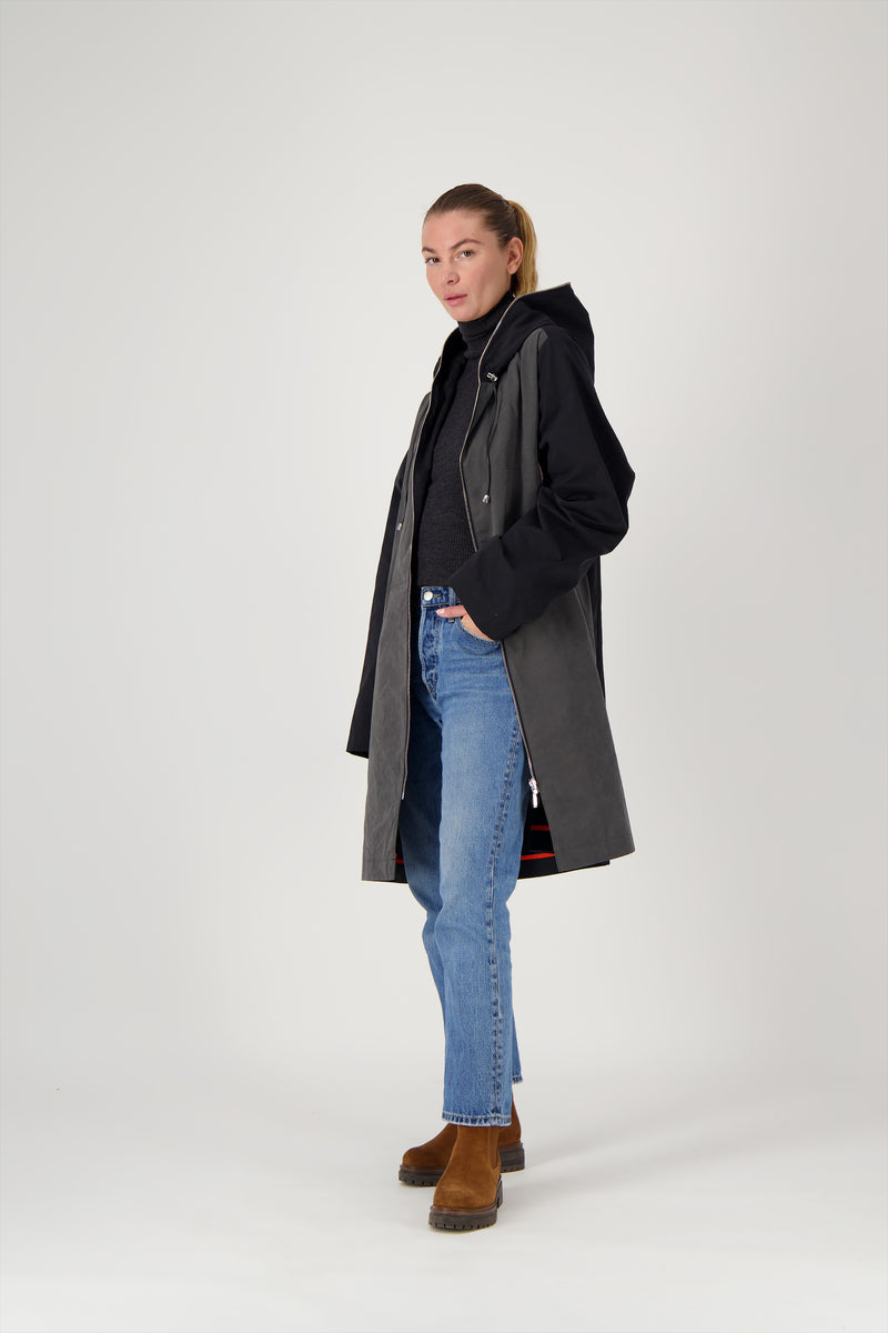 PARKA MINA COR en coton déperlant disponible en coloris bronze, gris, kaki, craie, blueblack, taupe