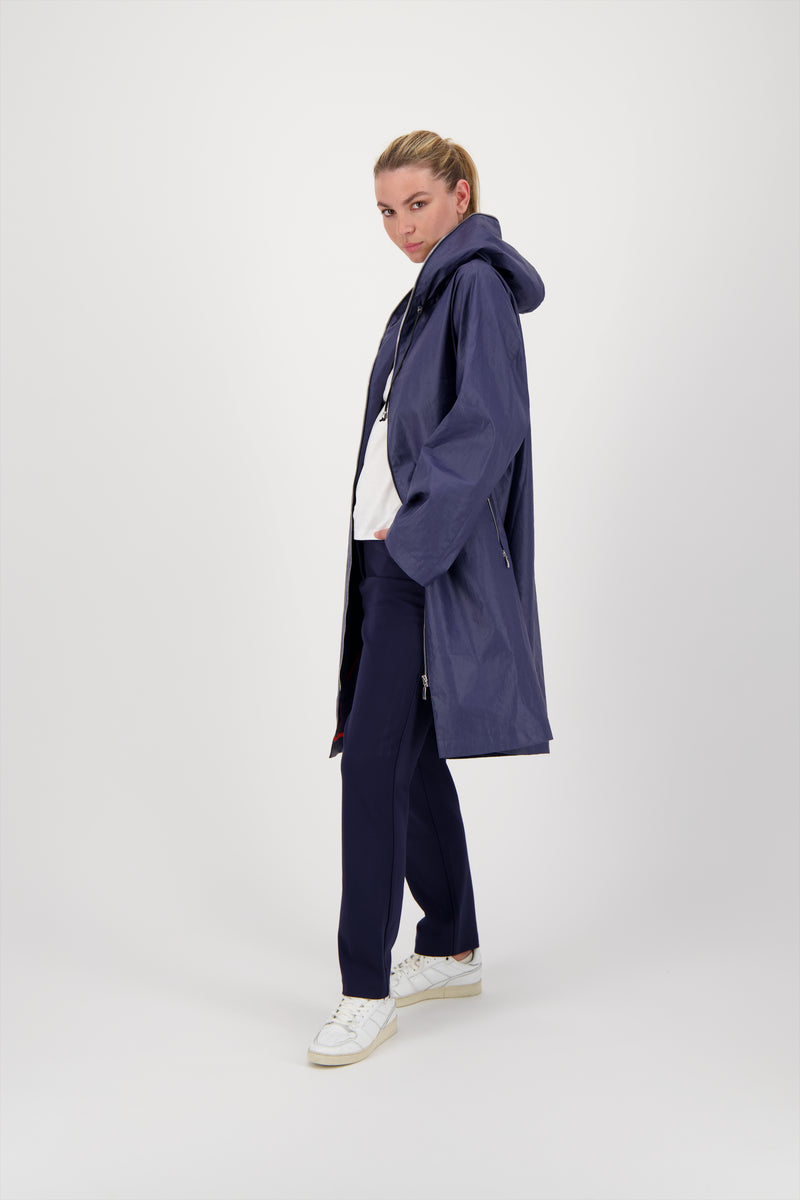 PARKA DÉPERLANTE MINA EN LIN ENDUIT ET COTON NAVY