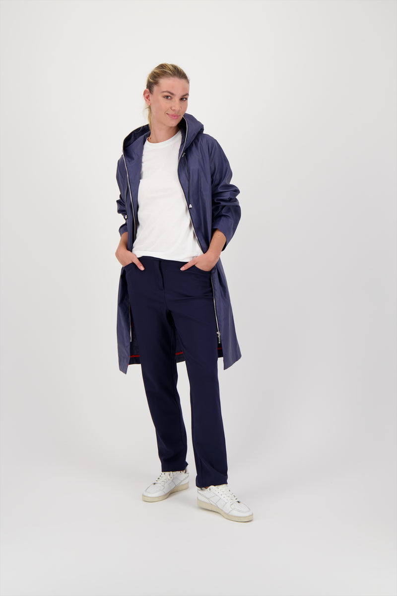 PARKA DÉPERLANTE MINA EN LIN ENDUIT ET COTON NAVY