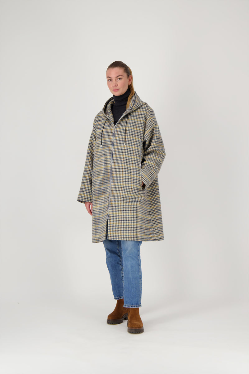 PARKA NINON en lainage pied de poule