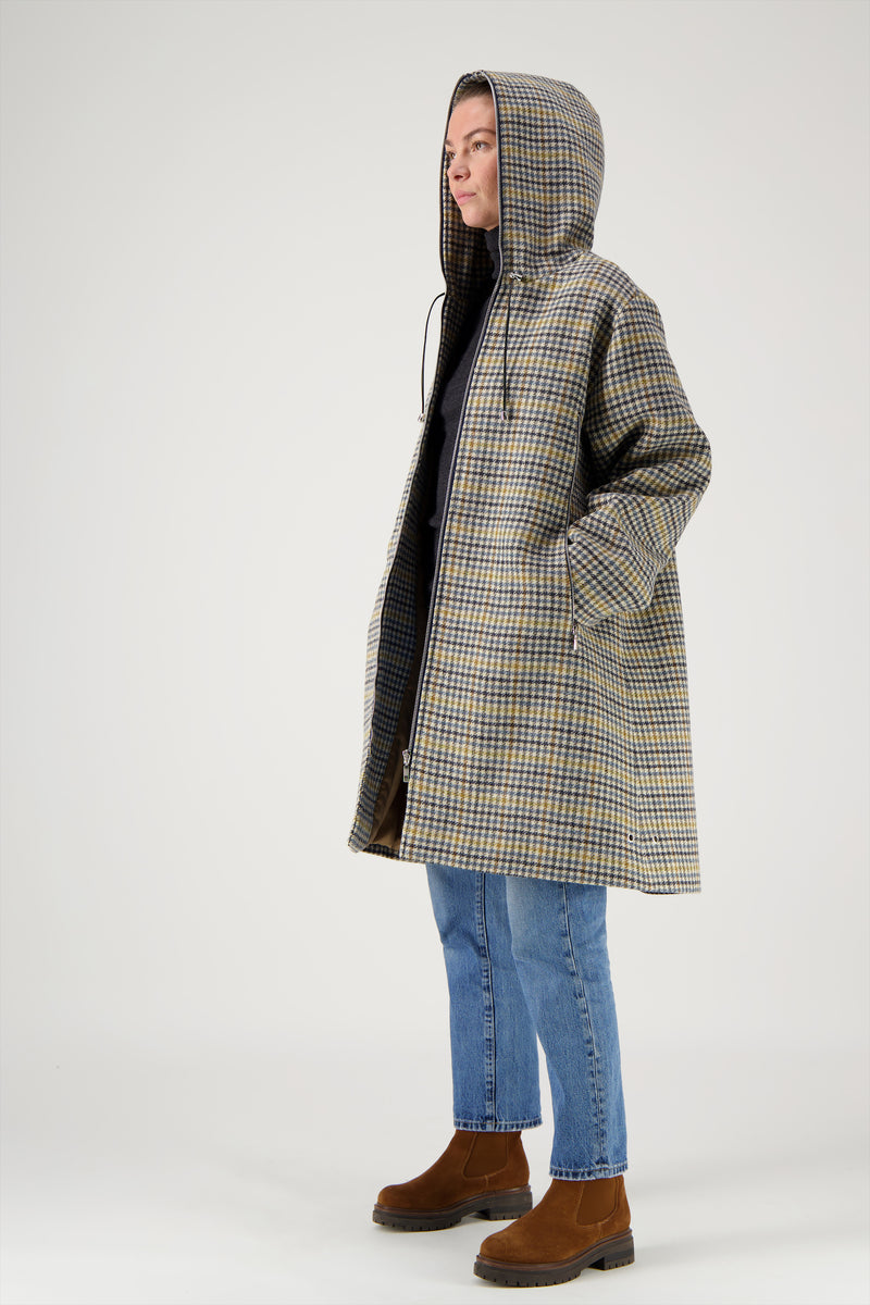 PARKA NINON en lainage pied de poule