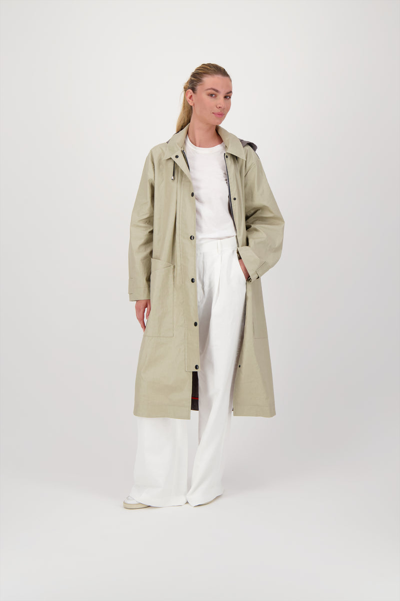 PARKA ONDEE EN LIN ENDUIT DÉPERLANT BICOLOR SABLE/BRONZE