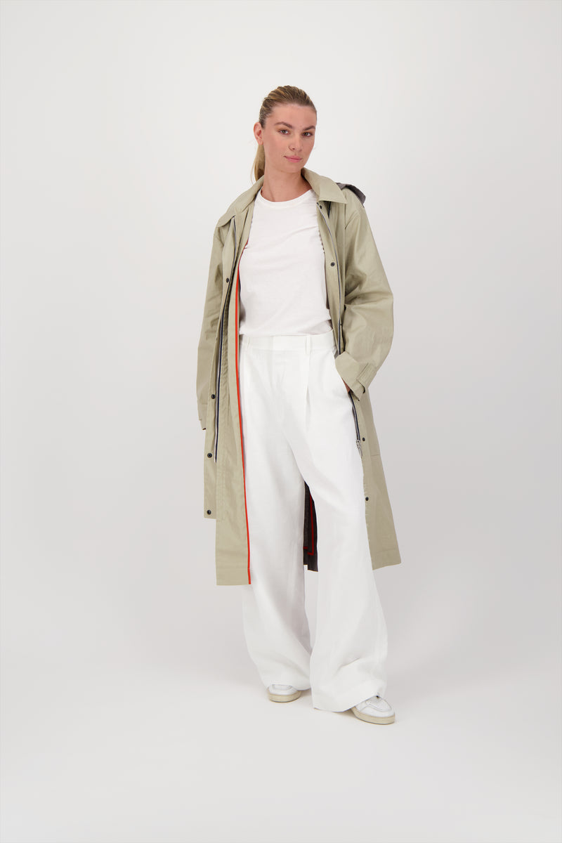 PARKA ONDEE EN LIN ENDUIT DÉPERLANT BICOLOR SABLE/BRONZE