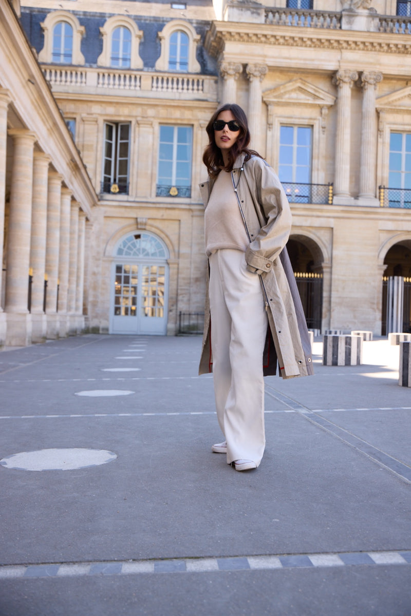 PARKA ONDEE EN LIN ENDUIT DÉPERLANT BICOLOR SABLE/BRONZE