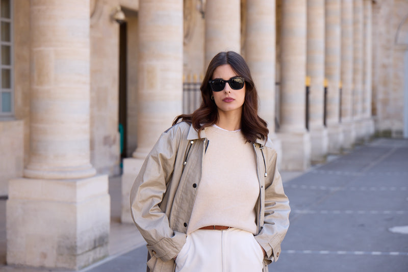 PARKA ONDEE EN LIN ENDUIT DÉPERLANT BICOLOR SABLE/BRONZE