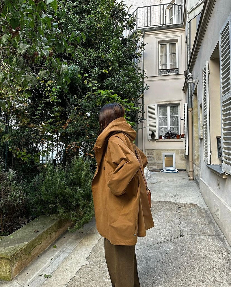 PARKA PAOLA en coton imperméable disponible en coloris kaki, taupe, tabac