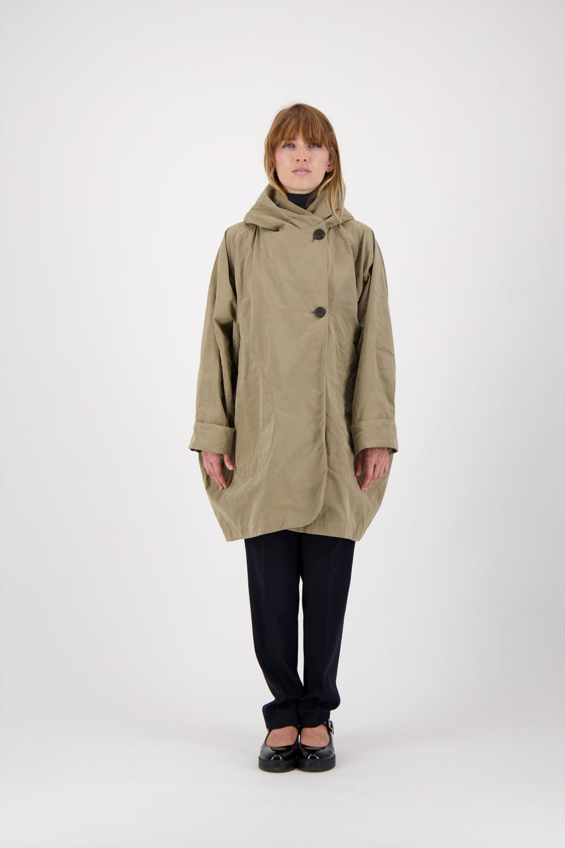 PARKA PAOLA en coton imperméable coloris taupe