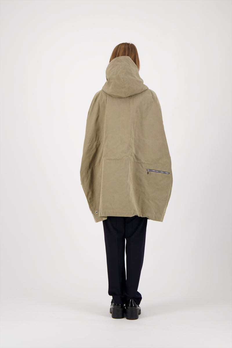 PARKA PAOLA en coton imperméable coloris taupe