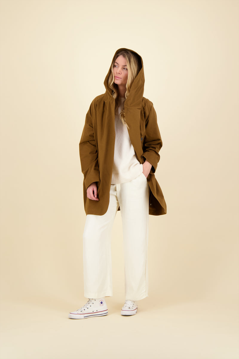 PARKA PAOLA en coton déperlant coloris tabac