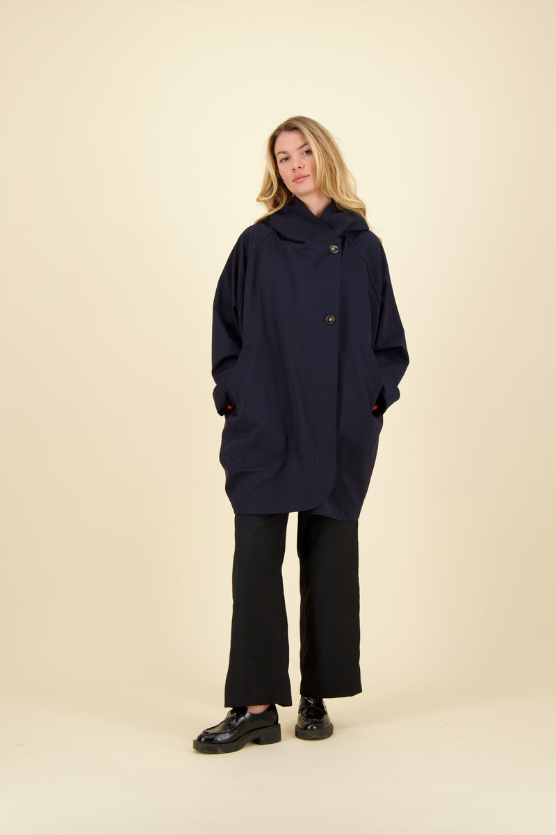 PARKA PAOLA  en gabardine de laine déperlante coloris blueblack
