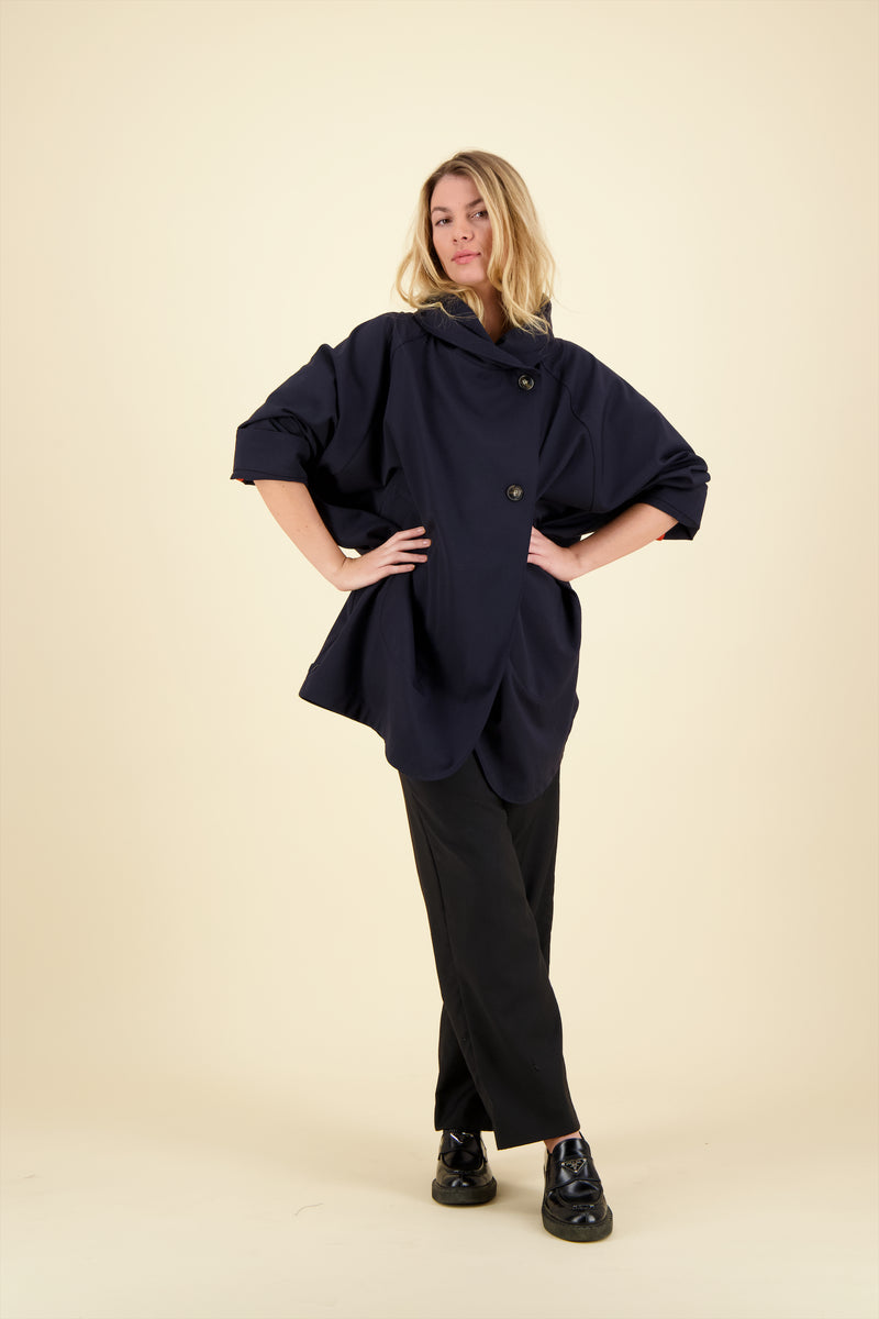 PARKA PAOLA  en gabardine de laine déperlante coloris blueblack