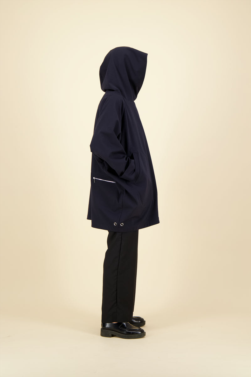 PARKA PAOLA  en gabardine de laine déperlante coloris blueblack