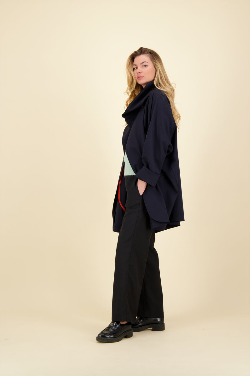 PARKA PAOLA  en gabardine de laine déperlante coloris blueblack