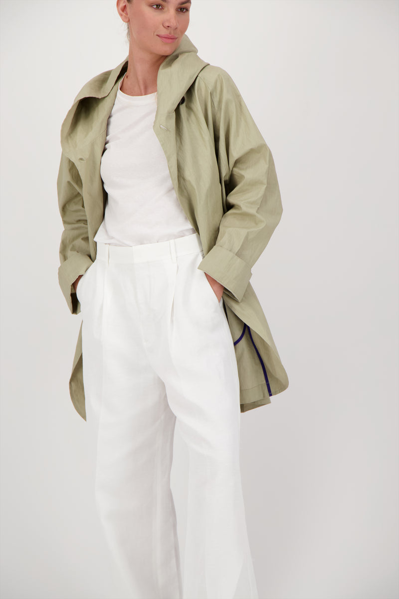 PARKA DÉPERLANTE PAOLA EN LIN ENDUIT et COTON SABLE