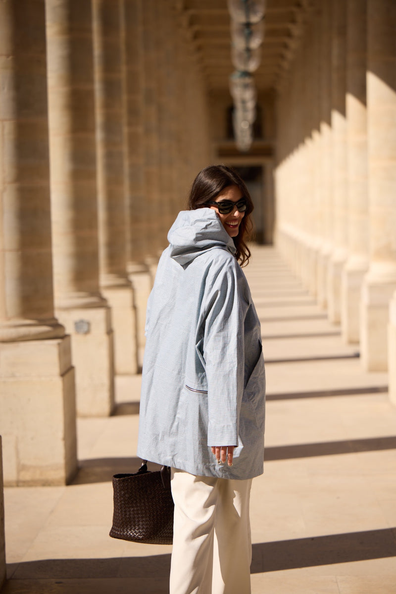 PARKA PAOLA EN LIN DÉPERLANT VICHY CIEL