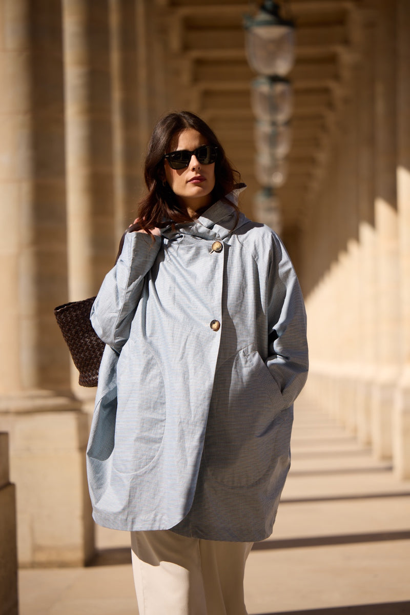 PARKA PAOLA EN LIN DÉPERLANT VICHY CIEL