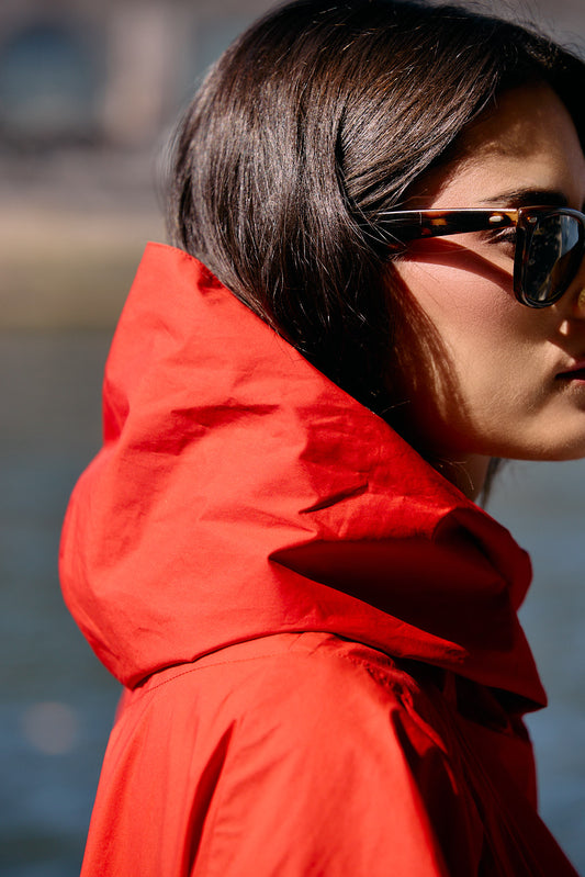 PARKA PAOLA EN COTON & POLYAMIDE DÉPERLANTS COLORIS ROUGE