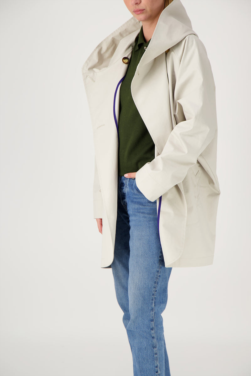 PARKA PAOLA en coton enduit déperlant coloris craie