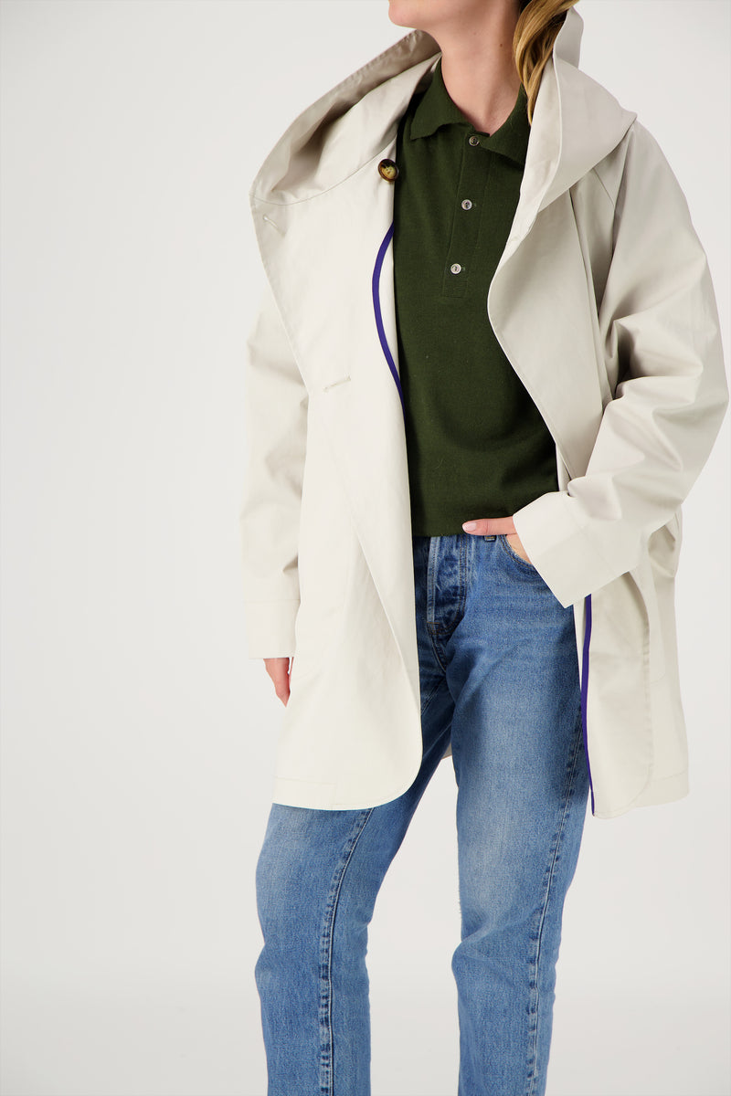 PARKA PAOLA en coton enduit déperlant coloris craie