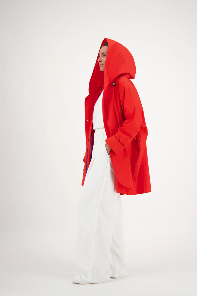 PARKA PAOLA EN COTON & POLYAMIDE DÉPERLANTS COLORIS ROUGE