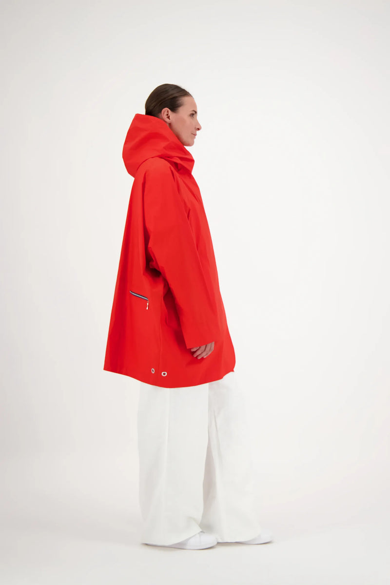 PARKA PAOLA EN COTON & POLYAMIDE DÉPERLANTS COLORIS ROUGE