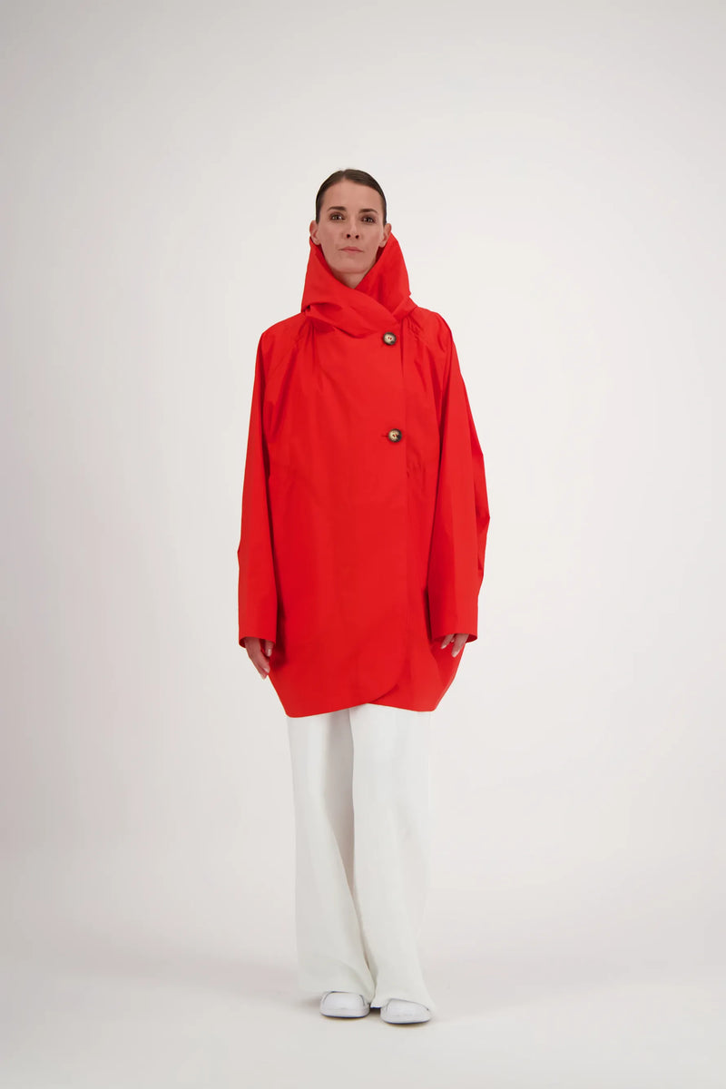 PARKA PAOLA EN COTON & POLYAMIDE DÉPERLANTS COLORIS ROUGE