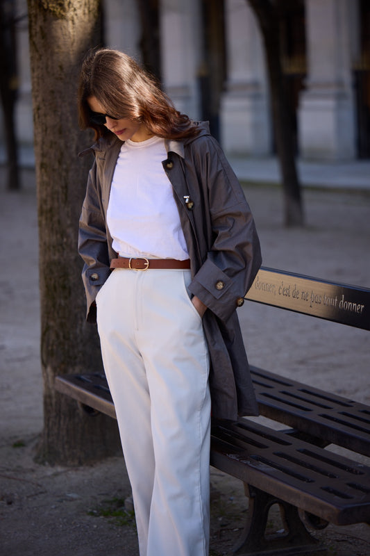 PARKA AVERSE EN LIN ENDUIT DÉPERLANT BRONZE