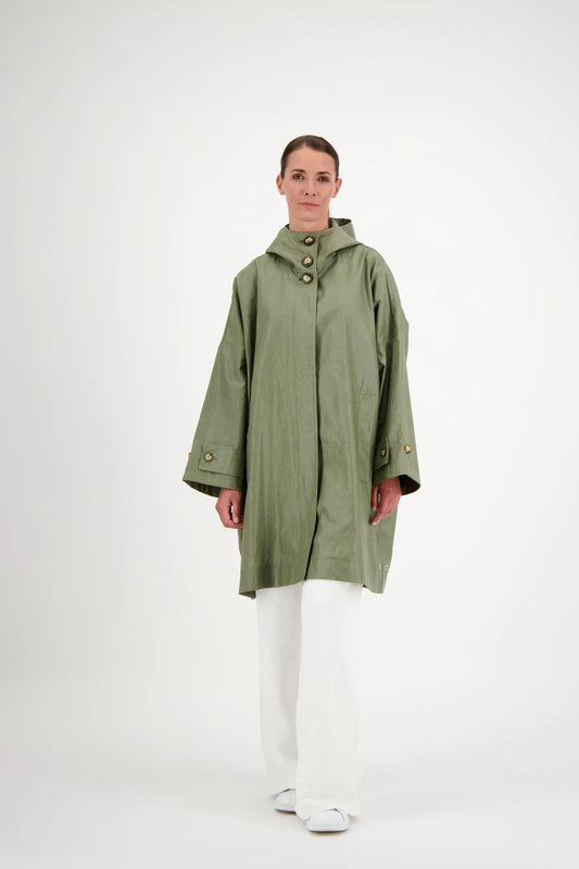 PARKA EVA EN LIN ENDUIT DÉPERLANT OLIVE