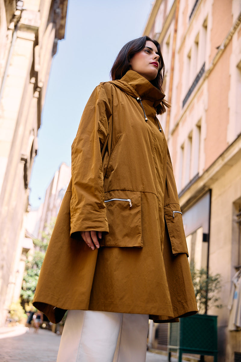 PARKA KARINE EN COTON DÉPERLANT TABAC
