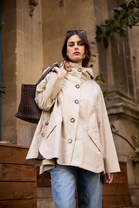 PARKA LAURA EN COTON DÉPERLANT SABLE