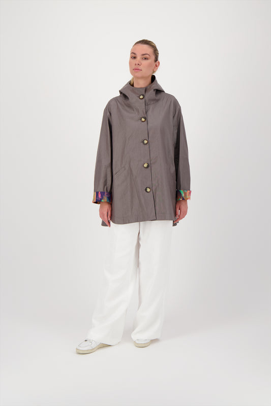 PARKA LAURA EN LIN ENDUIT DÉPERLANT BRONZE