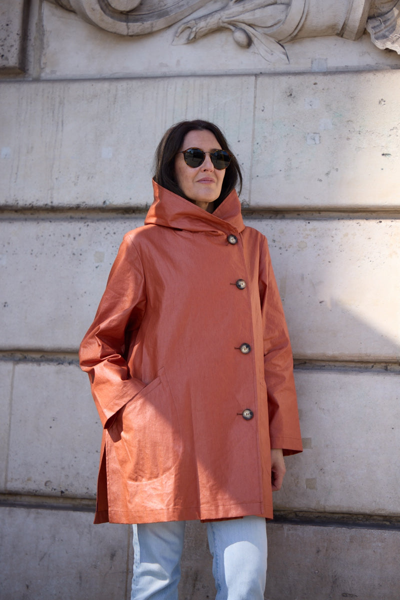 PARKA LENA EN LIN ENDUIT DÉPERLANT ÉPICE