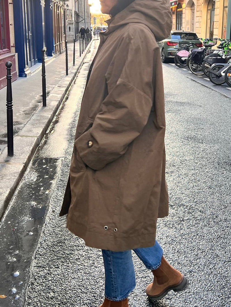 PARKA EVA en coton déperlant coloris bronze