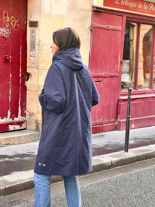 PARKA BROOKLYN en coton déperlant coloris navy avec doublure en lainage amovible